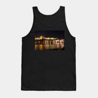 Prague and The Charles bridge and Castle at night Tank Top